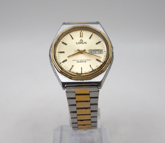 Vintage Lorus Men's wristwatch silver gold tone s… - image 2