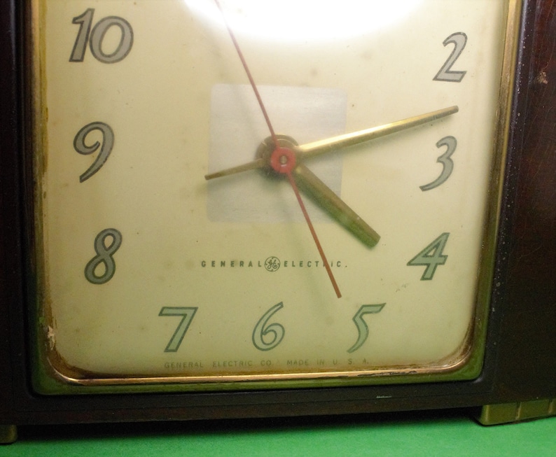 Vintage General Electric Art Deco Clock Dark Mahogany Case Etsy