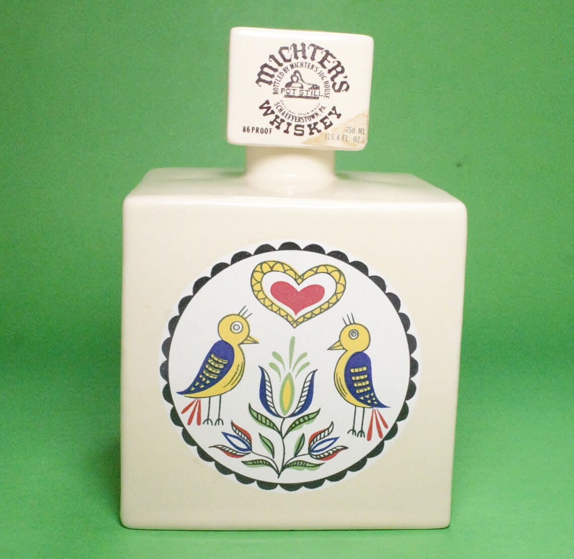 Vintage Michter's Hex Bottle Whiskey Decanter Ceramic Cube Etsy