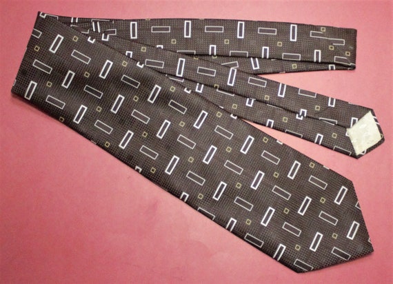Vintage tie Montgomery Ward wide 1970s mod brown … - image 3