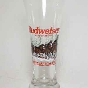 Vintage Budweiser Beer Pilsner glass Clydesdales King of Beers Anheuser Busch bar pub barware