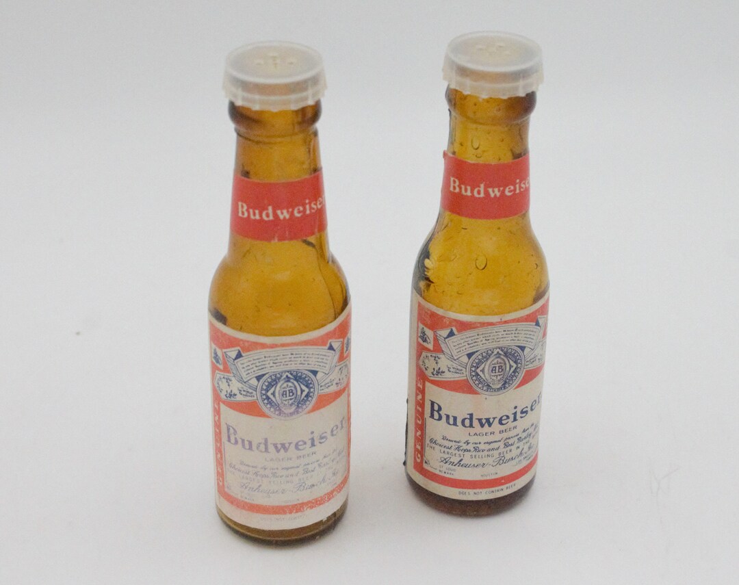 Vintage Budweiser Salt & Pepper Shakers Set Brown Glass Mini Etsy