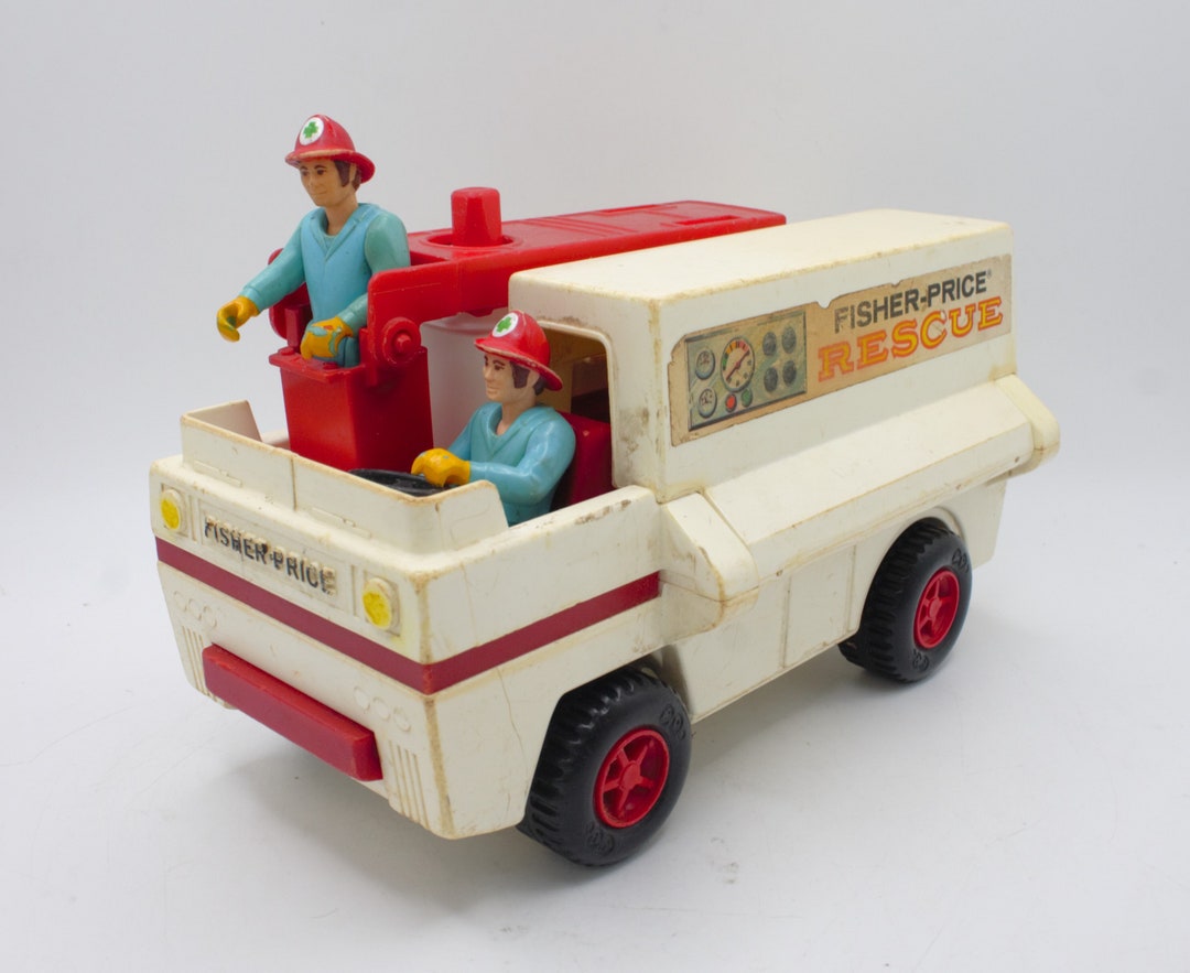 【希少品】Fisher-Price RESCUE 消防車 1974年製おもちゃ Vintage 1974 Fisher Price Husky Rescue Action Heroes