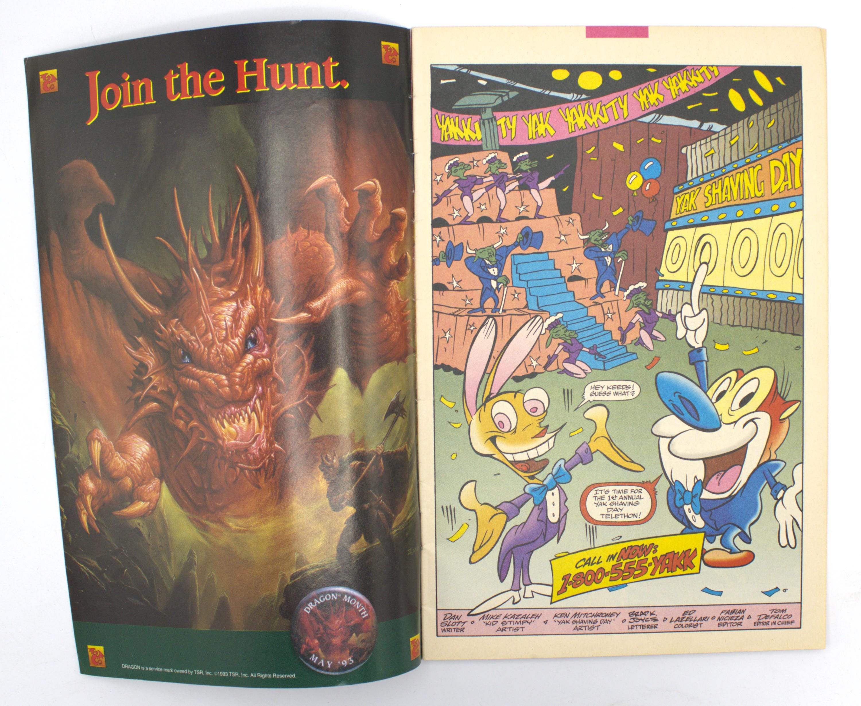 Vintage 1993 Ren & Stimpy Comic Book Marvel Comics Vol 1