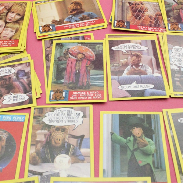 Vintage 1987 Alf trading cards 1980s comedy TV series Topps collector 42 card stack