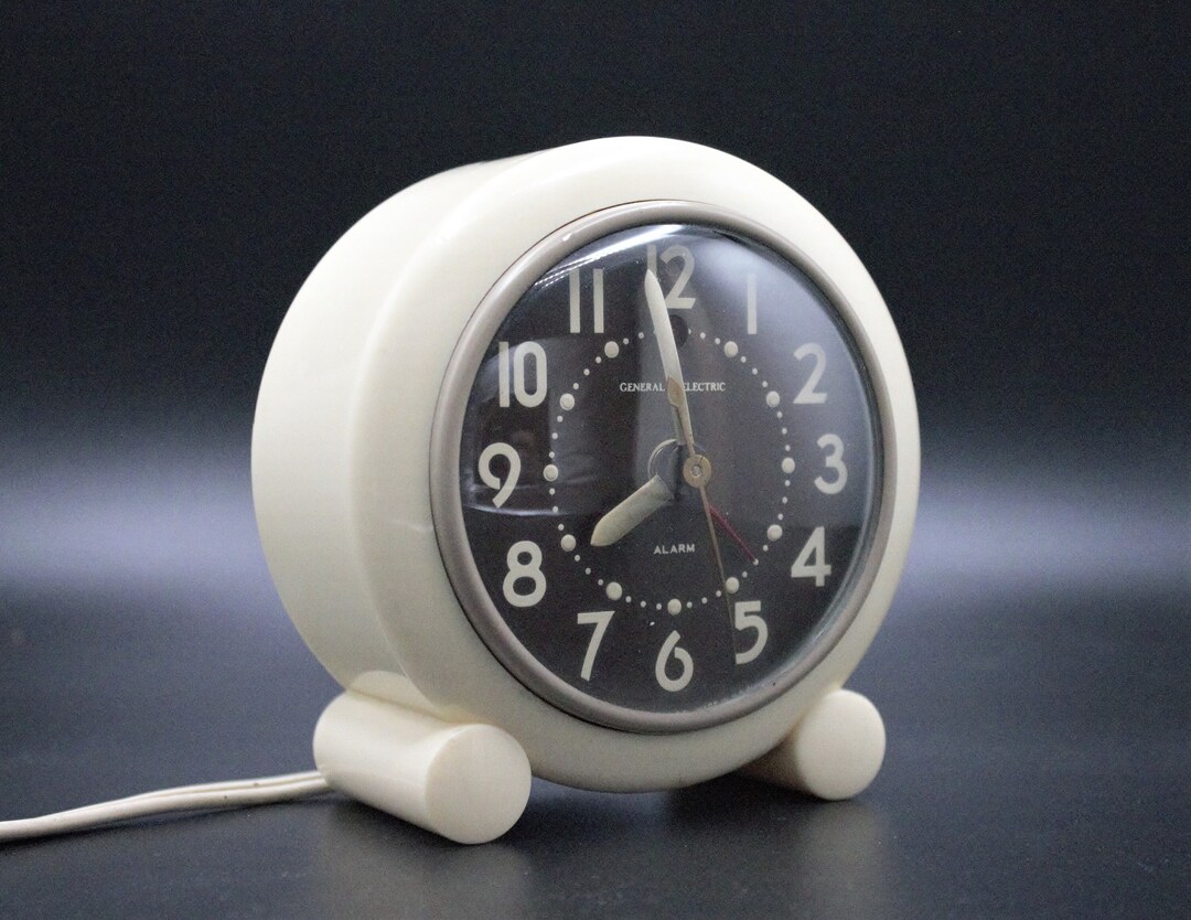 Vintage GE Alarm Clock Electric Mod White With Dark Brown Etsy