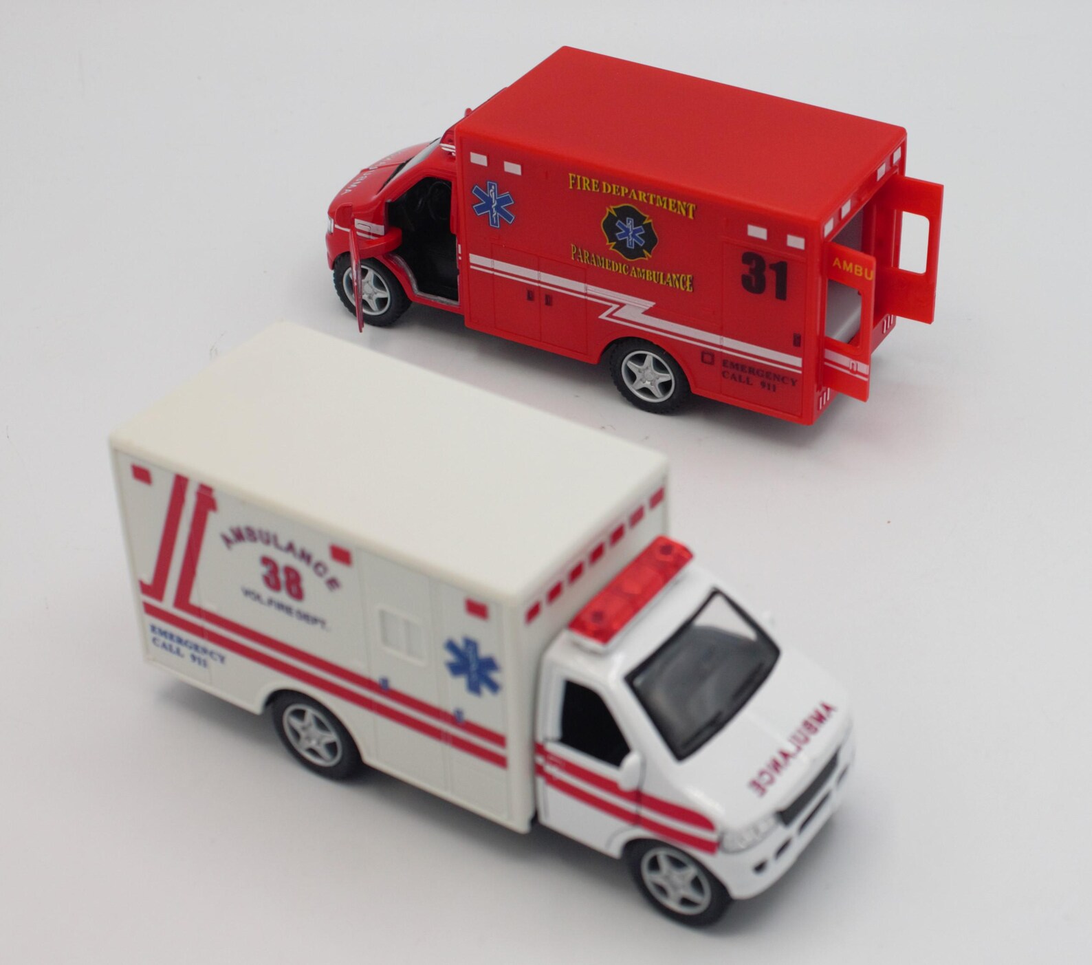 Vintage Ambulance Fire Rescue Miniature Replica Set Red and White EMS ...