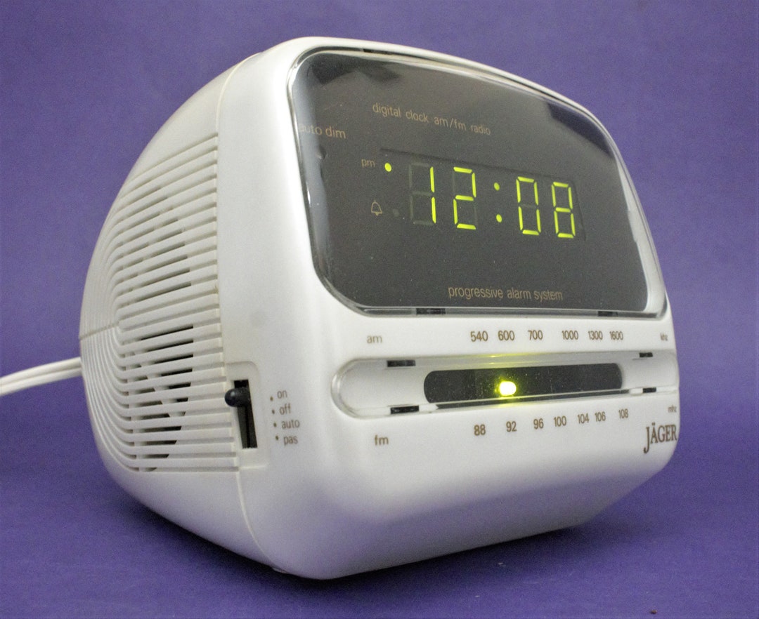 Vintage Digital Alarm Clock Radio Green LED Lighted Time Etsy