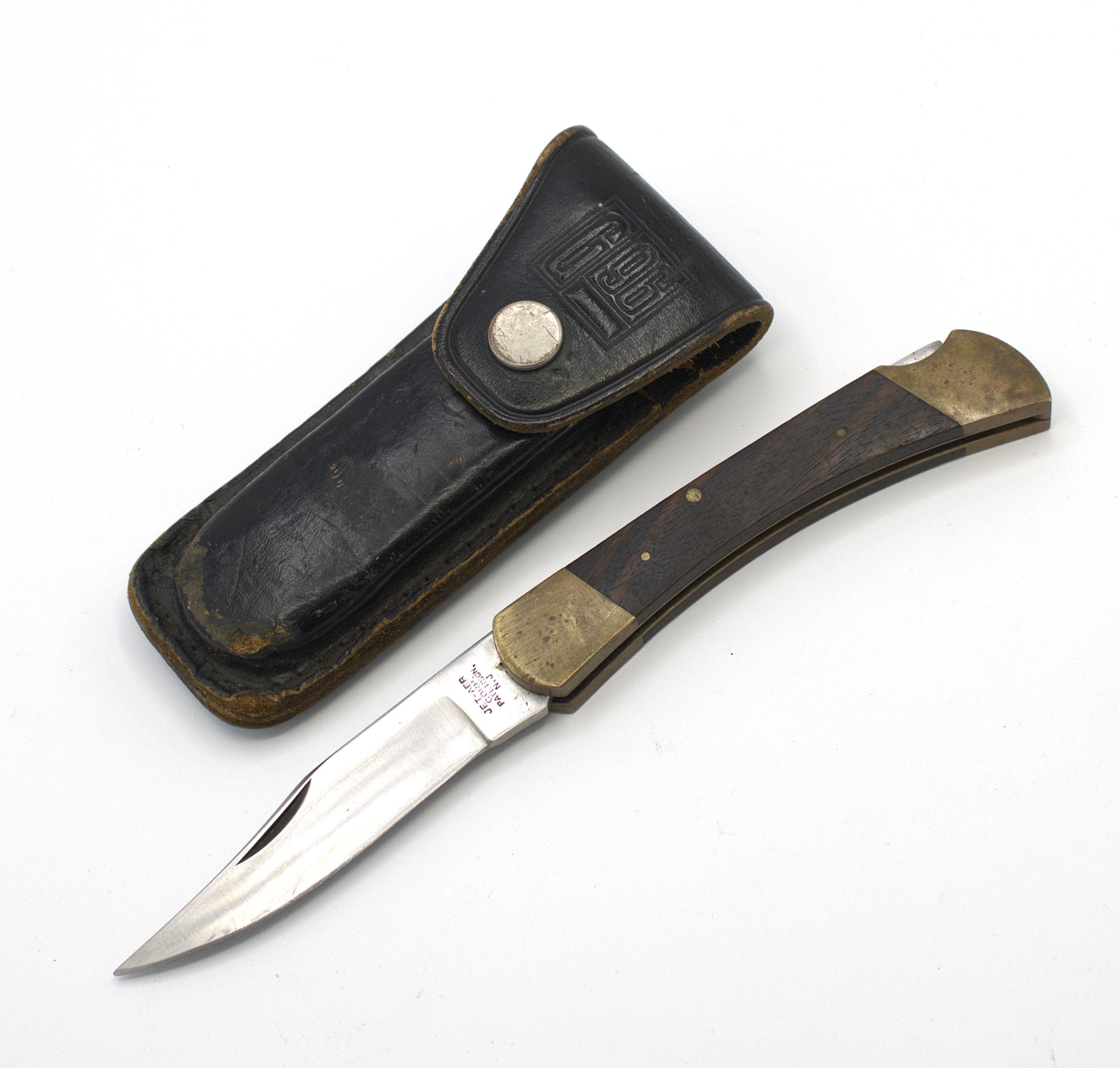 Vintage Pocketknife G-96 Brass Wood Insert Handle Drop Point