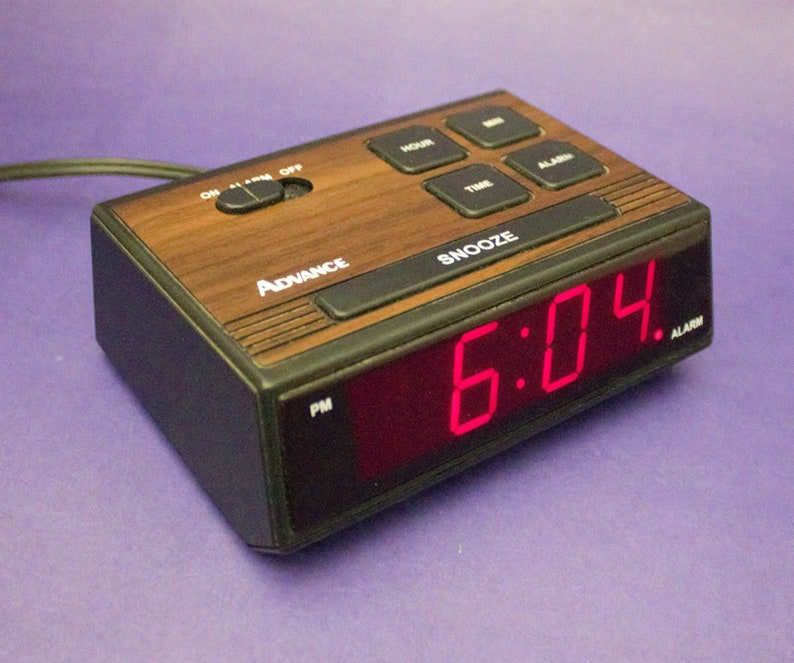 Vintage Digital Alarm Clock Red LED Light Time Display Etsy