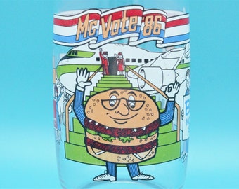 Vintage McVote '86 McDonald's Big Mac promotional collectors glass No One Else Stacks Up 1986 presidential election