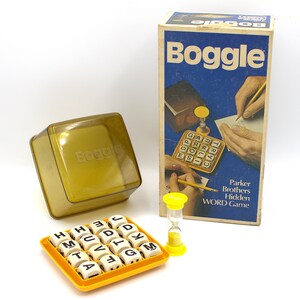 Vintage 1976 Boggle Hidden Word Game Orange Base Smoke Tint Game Piece ...