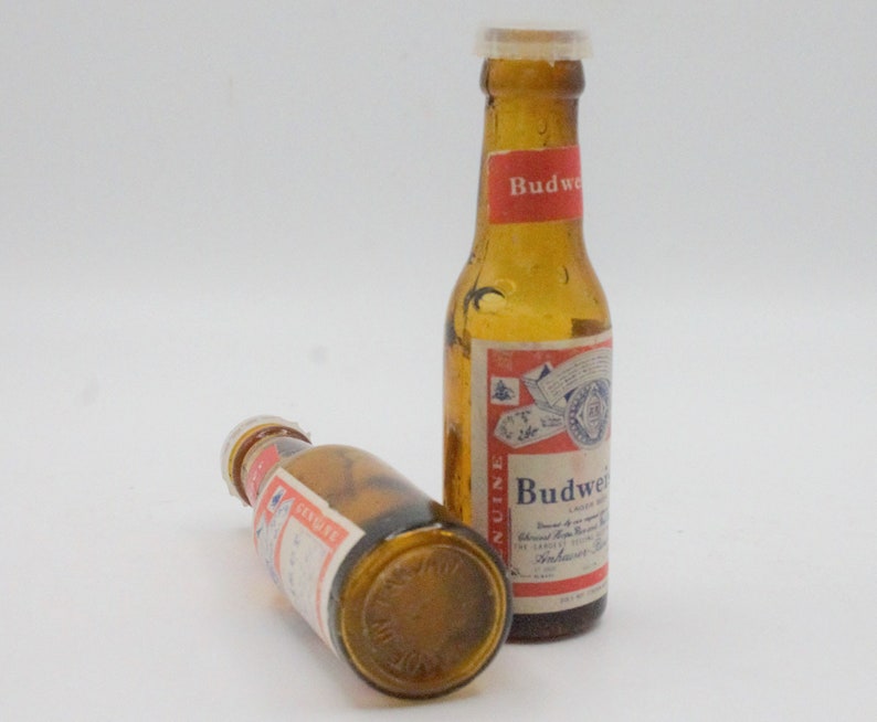 Vintage Budweiser Salt & Pepper Shakers Set Brown Glass Mini Etsy
