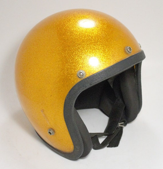 Vintage Gold Glitter Motorcycle Scooter Helmet Metal Flake Retro Moto  Racing Daredevil ROP-4170 Open Face 1972 