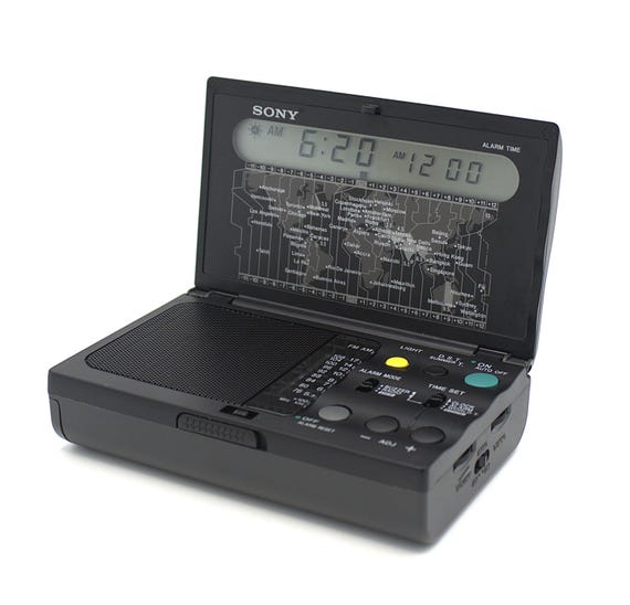 Vintage Sony World Radio FM/AM Receiver Digital Alarm Clock Pocket