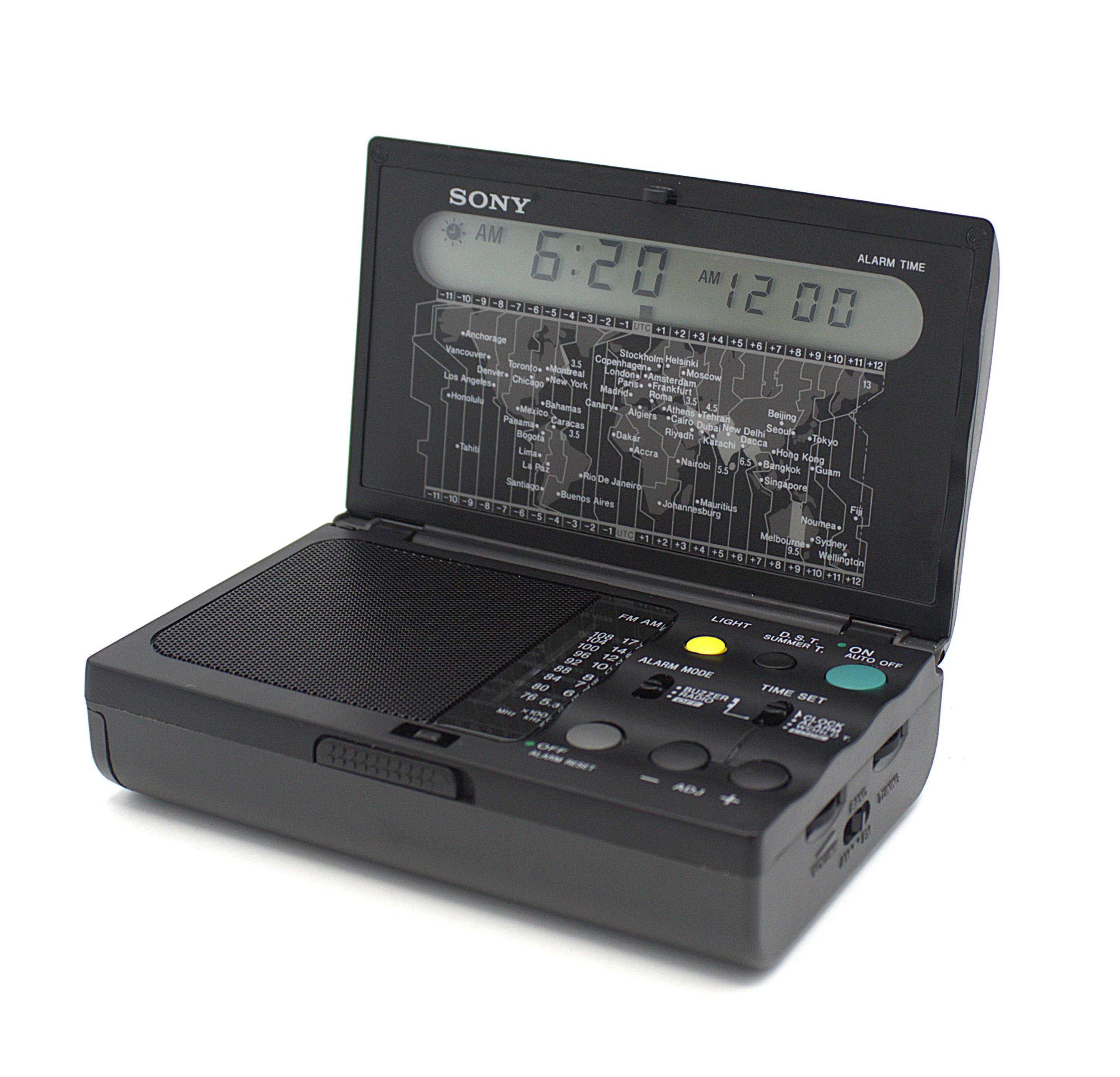 Vintage Sony World Radio FM/AM Receiver Digital Alarm Clock Pocket