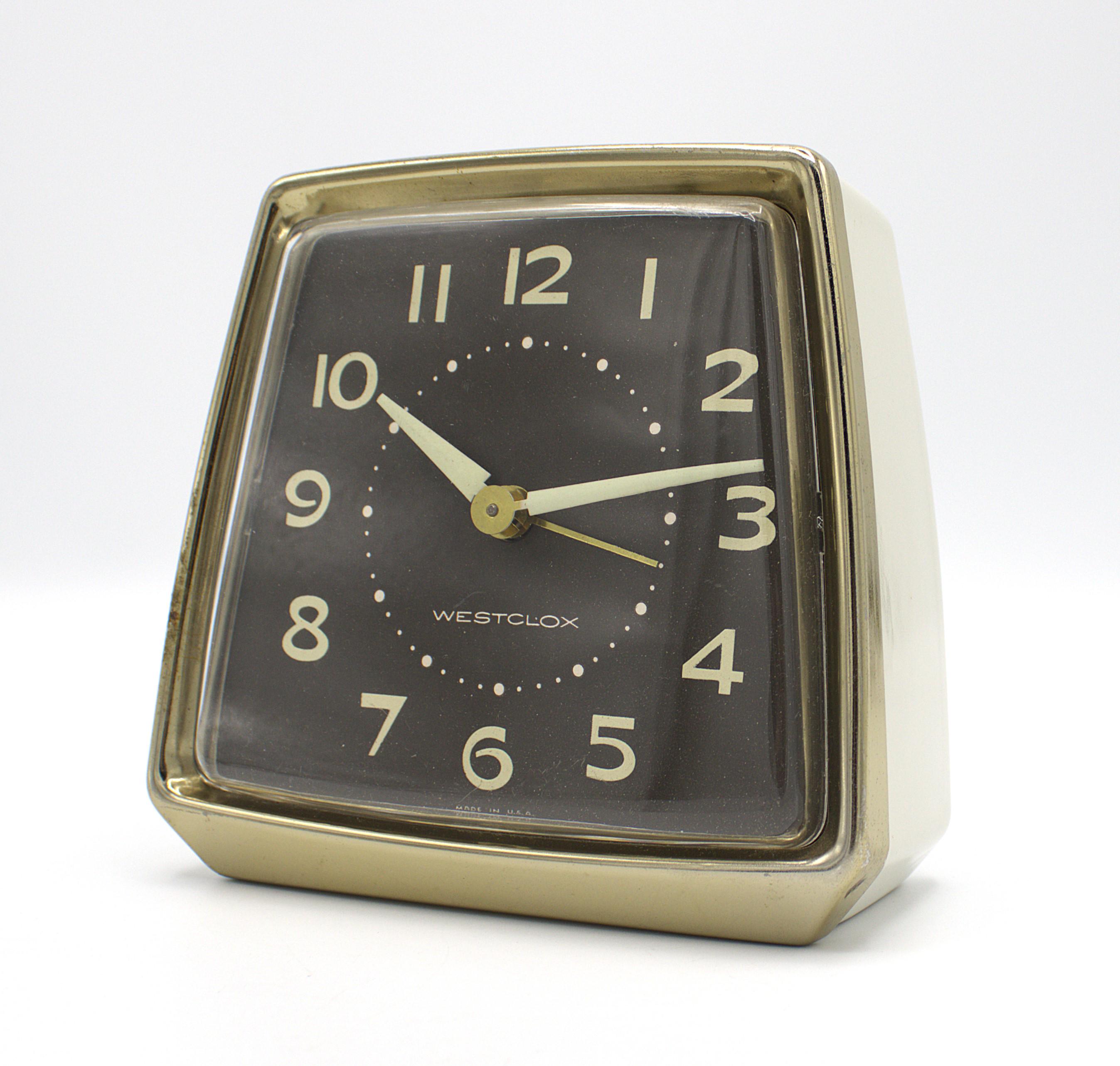 Vintage Mid-century Alarm Clock Nightstand Wind up Mechanical Bell