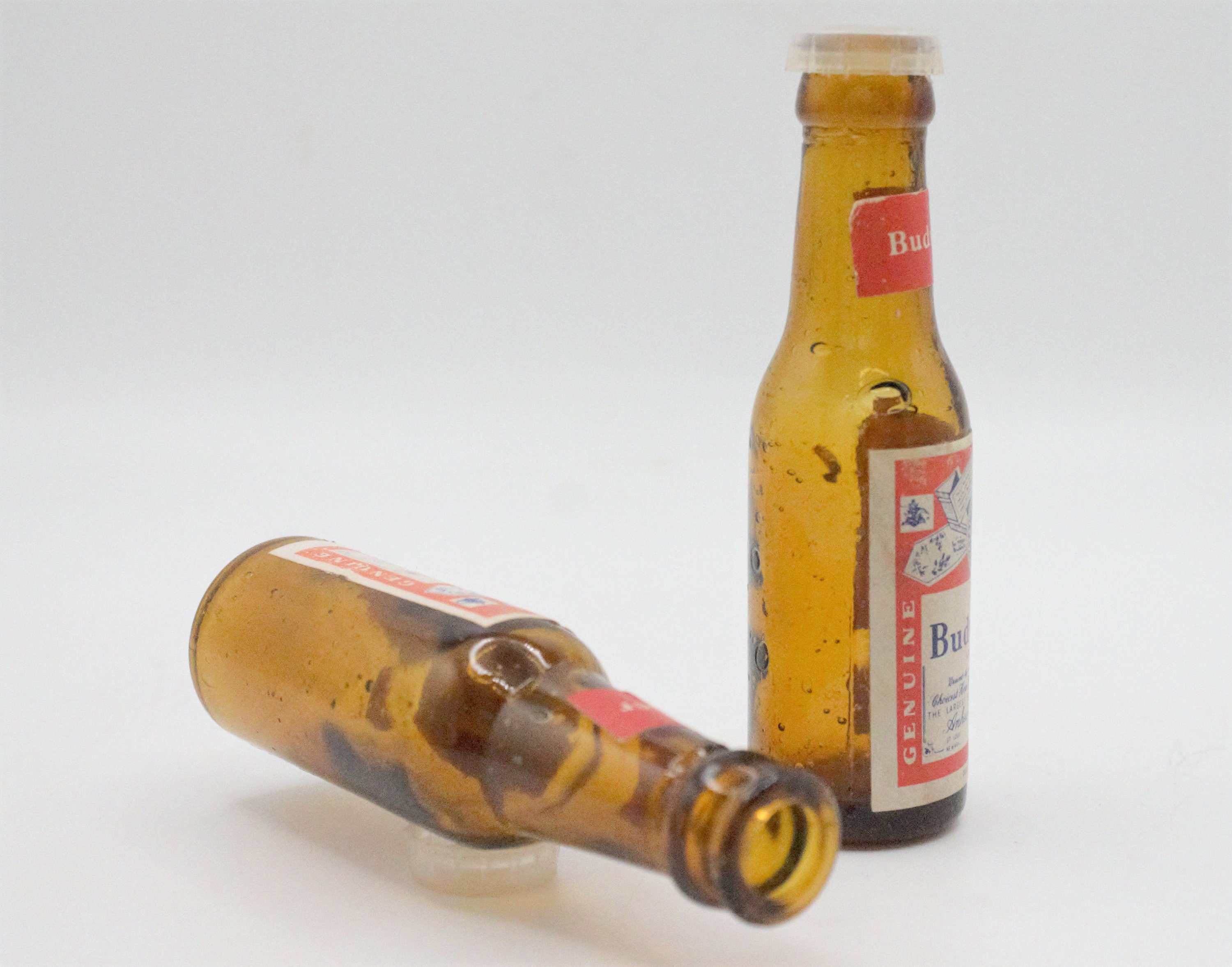 Vintage Budweiser Salt & Pepper Shakers Set Brown Glass Mini Etsy