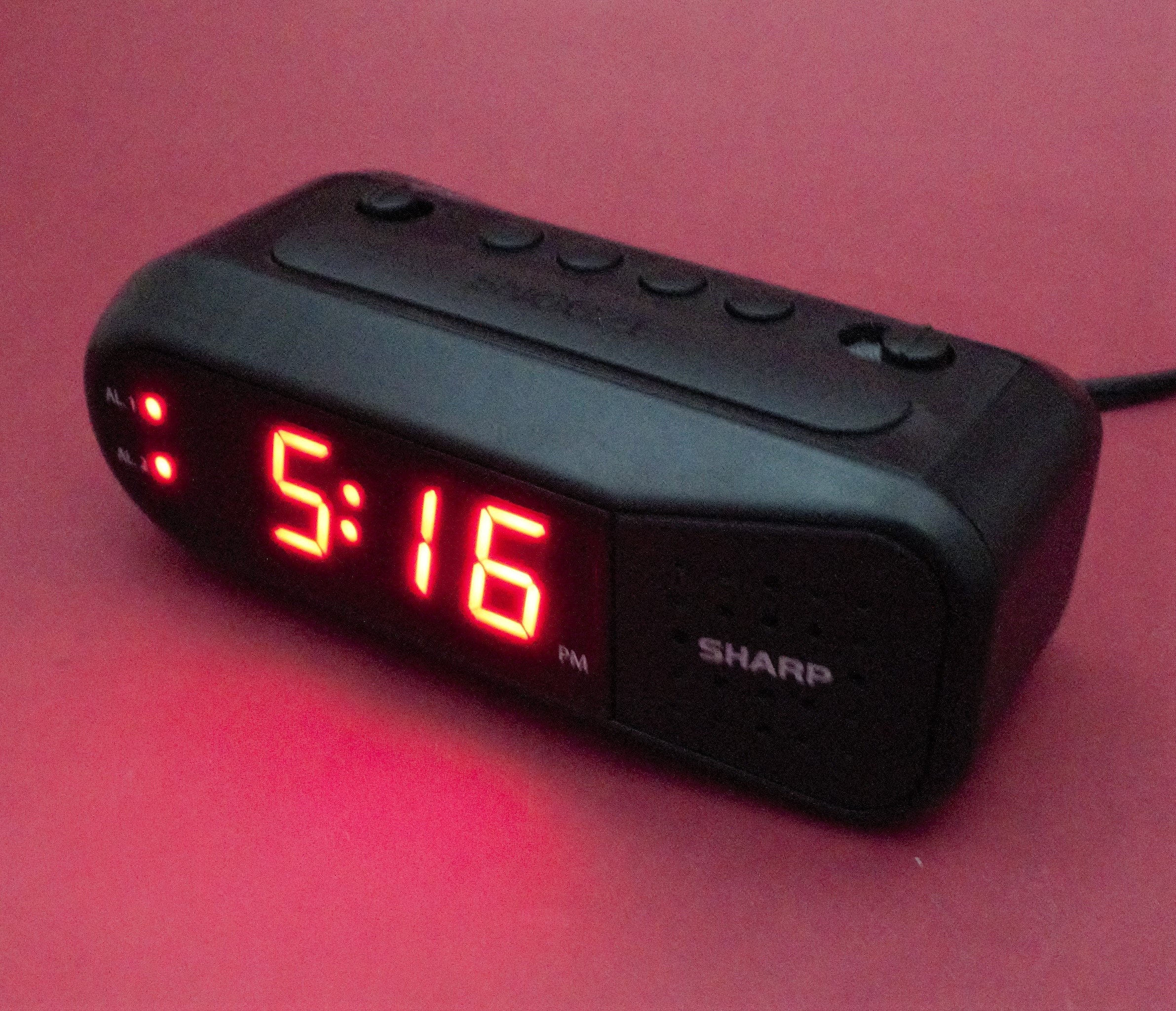 Vintage Digital Alarm Clock Red Lit Time Display Buzzer