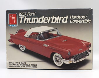 Vintage 1980s AMT '57 Ford Thunderbird model kit 1/25 scale stock or custom build car original open box sealed parts bags complete Ertl 1989