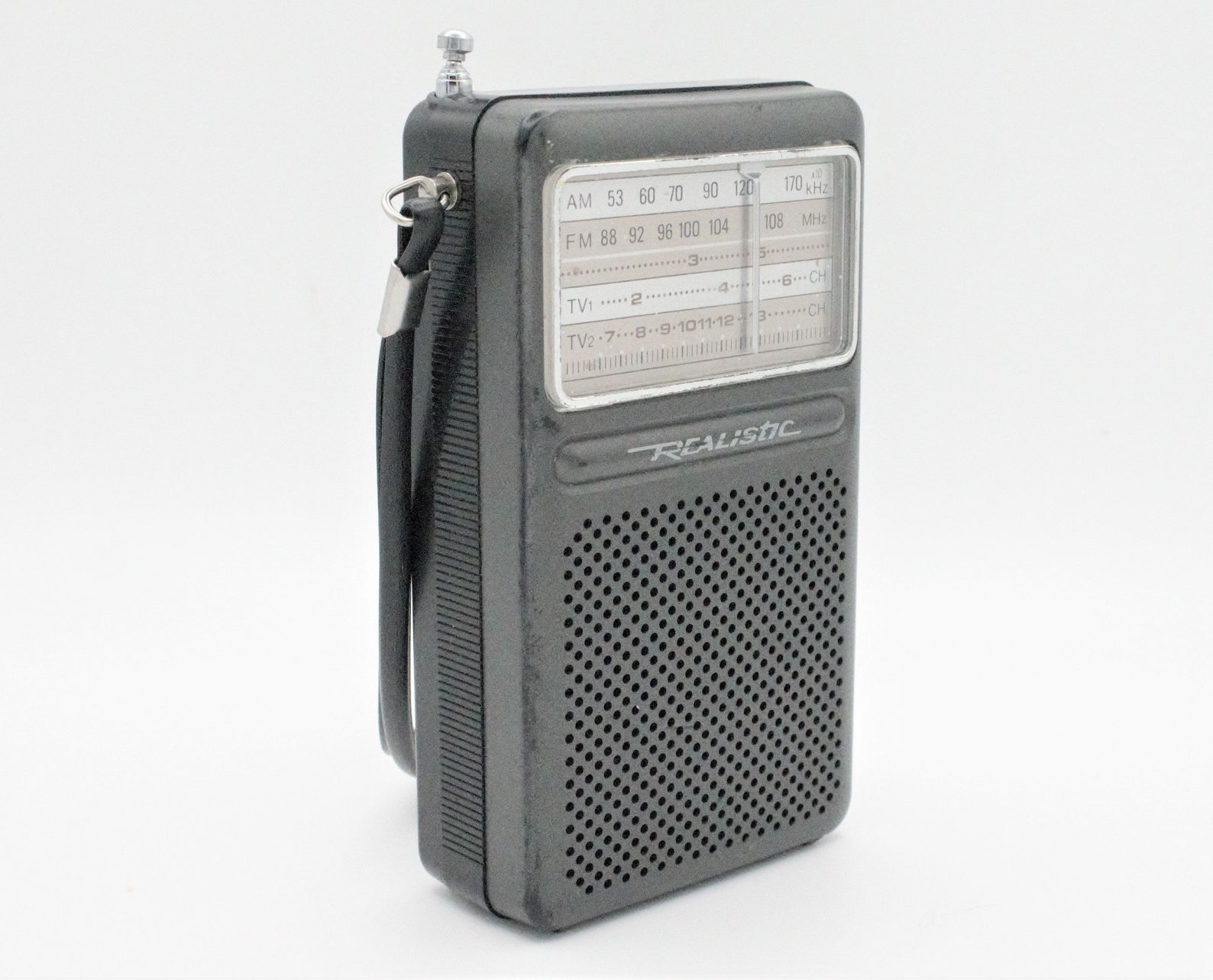 Vintage AM/FM TV Station Radio Receiver Mini Portable Audio Realistic ...