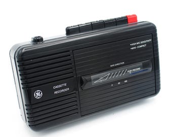 Vintage 1980s GE audio cassette tape recorder player built in microphone and speaker retro 80s tech General Electric
