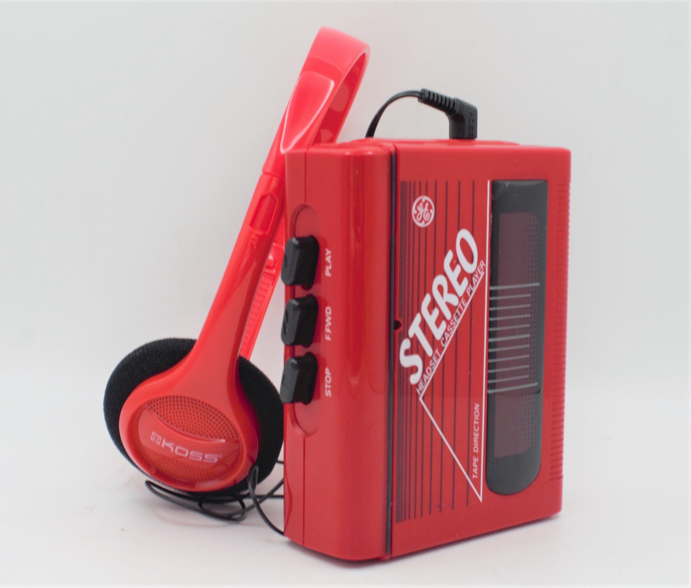 Vintage 1980s Stereo Cassette Tape Player Bright Red With Vintage 1980s Stereo Cassette Tape Player Bright Red With