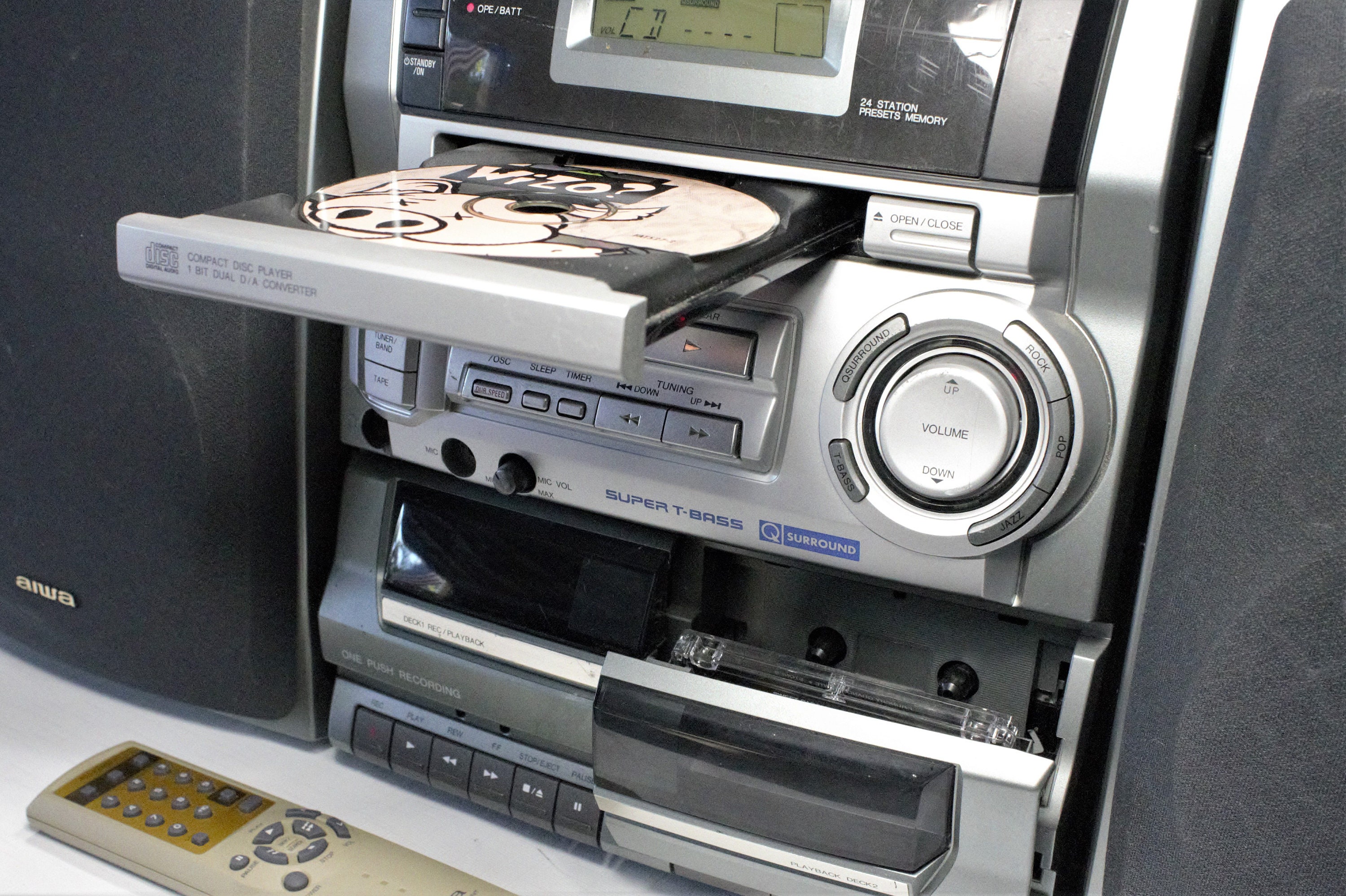 Vintage Boombox Aiwa CD Dual Cassette Tape Deck Player Etsy