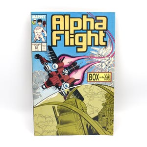 Vintage 1988 Alpha Flight comic book Issue 63 "BOX vs The US Air Force" Mech robot fighter jet 80s 90s Marvel Comics
