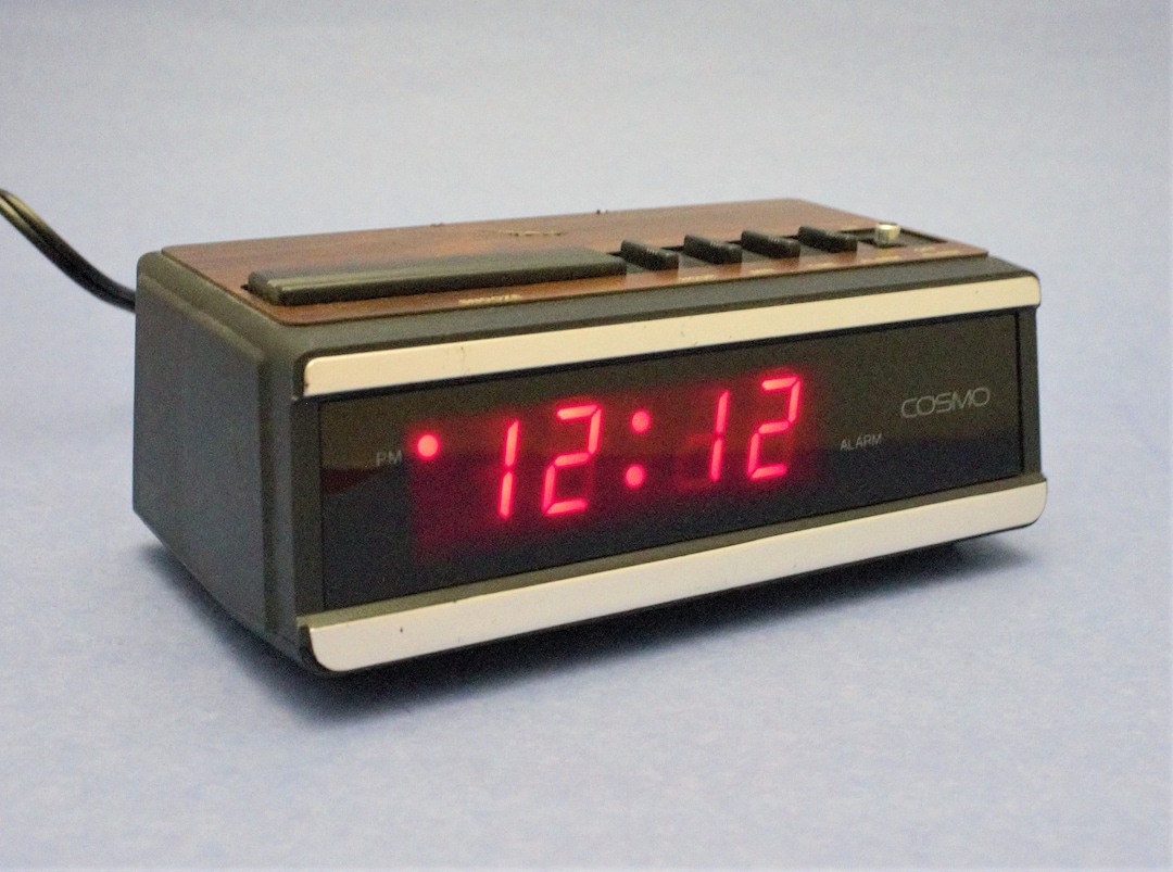 Vintage Digital Alarm Clock Red LED Light Time Display Etsy