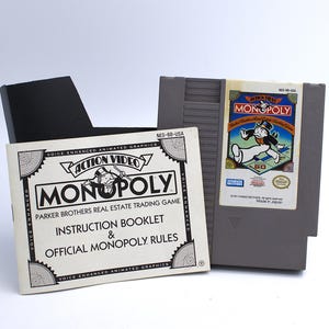 Vintage Monopoly Nintendo video game cartridge original NES 8-Bit console Nintendo original boardgame with manual Parker Brothers Japan 1991