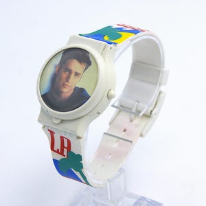 Vintage 90s digital watch Beverly Hills 90210 TV series Brandon super fan wristwatch LCD quartz Jason Priestly portrait 1991