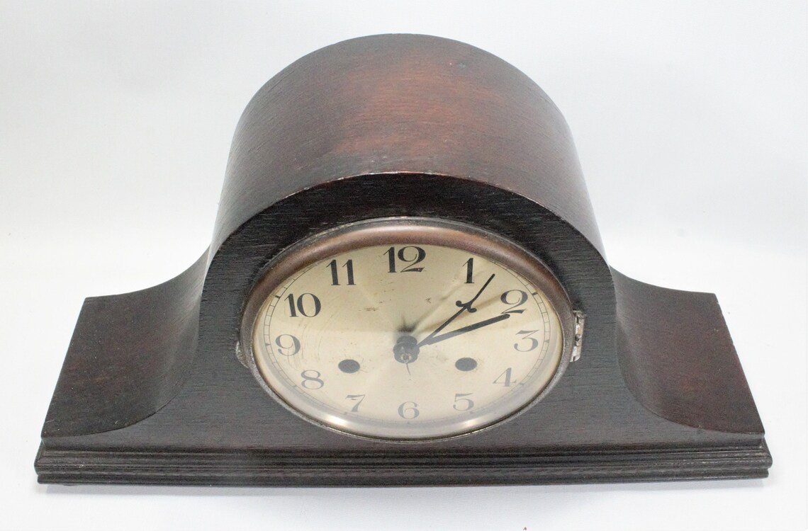 Vintage Wood Mantle Clock Chime Hourly Quarterly Gong Brass 14 Etsy