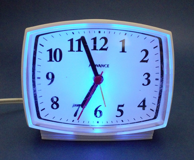 Vintage Blue Light Analog Dial Electric Alarm Clock Nightstand Etsy
