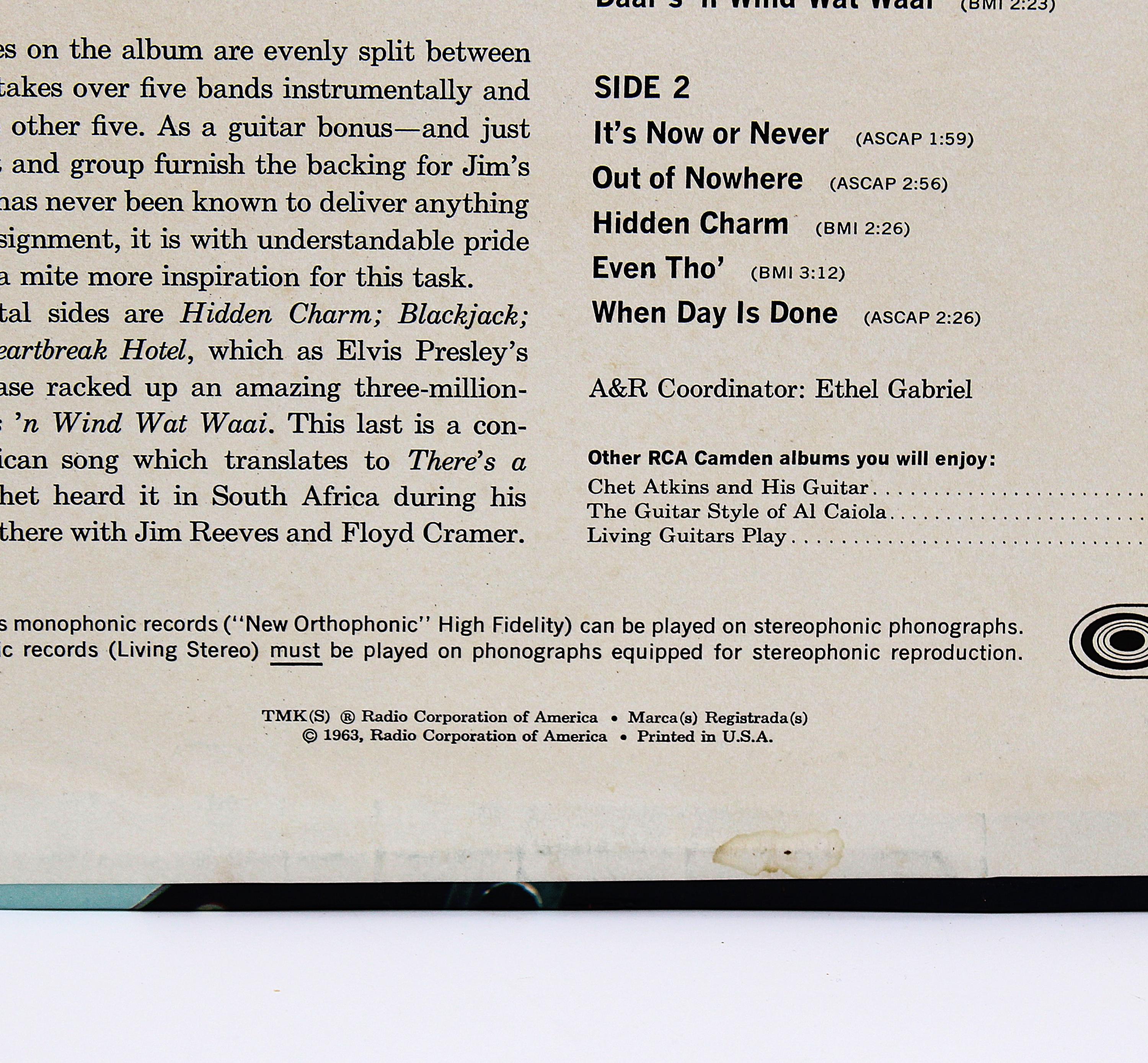 Vintage 1963 Vinyl Chet Atkins the Guitar Genius Album 12
