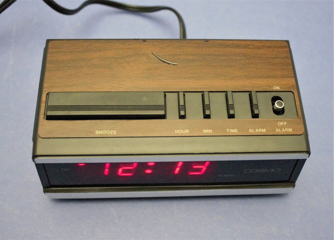 Vintage Digital Alarm Clock Red LED Light Time Display Etsy