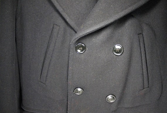 Vintage 1940's heavy wool coat peacoat railroad s… - image 7