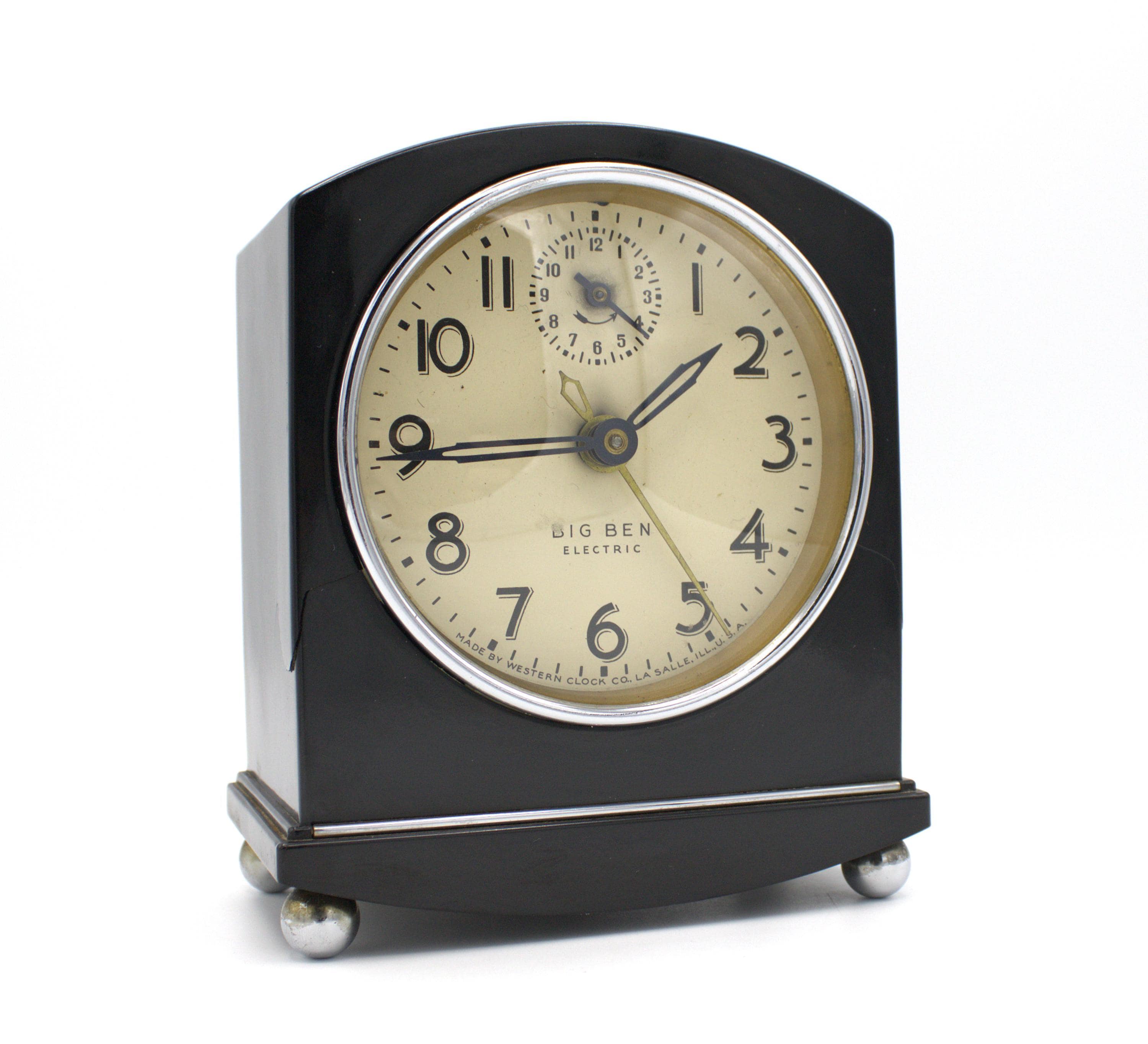 Vintage Big Ben Alarm Clock Midcentury Art Deco Style Bakelite