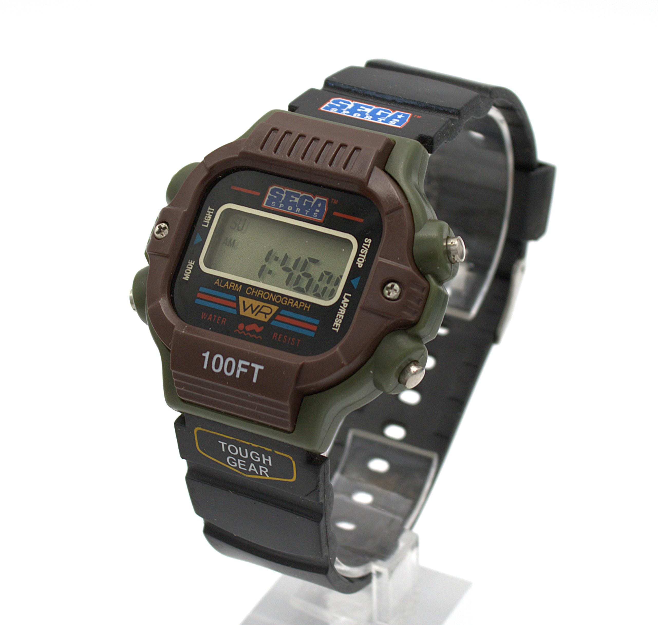 Vintage 1990s SEGA Digital Wristwatch Dark Brown and Black LCD