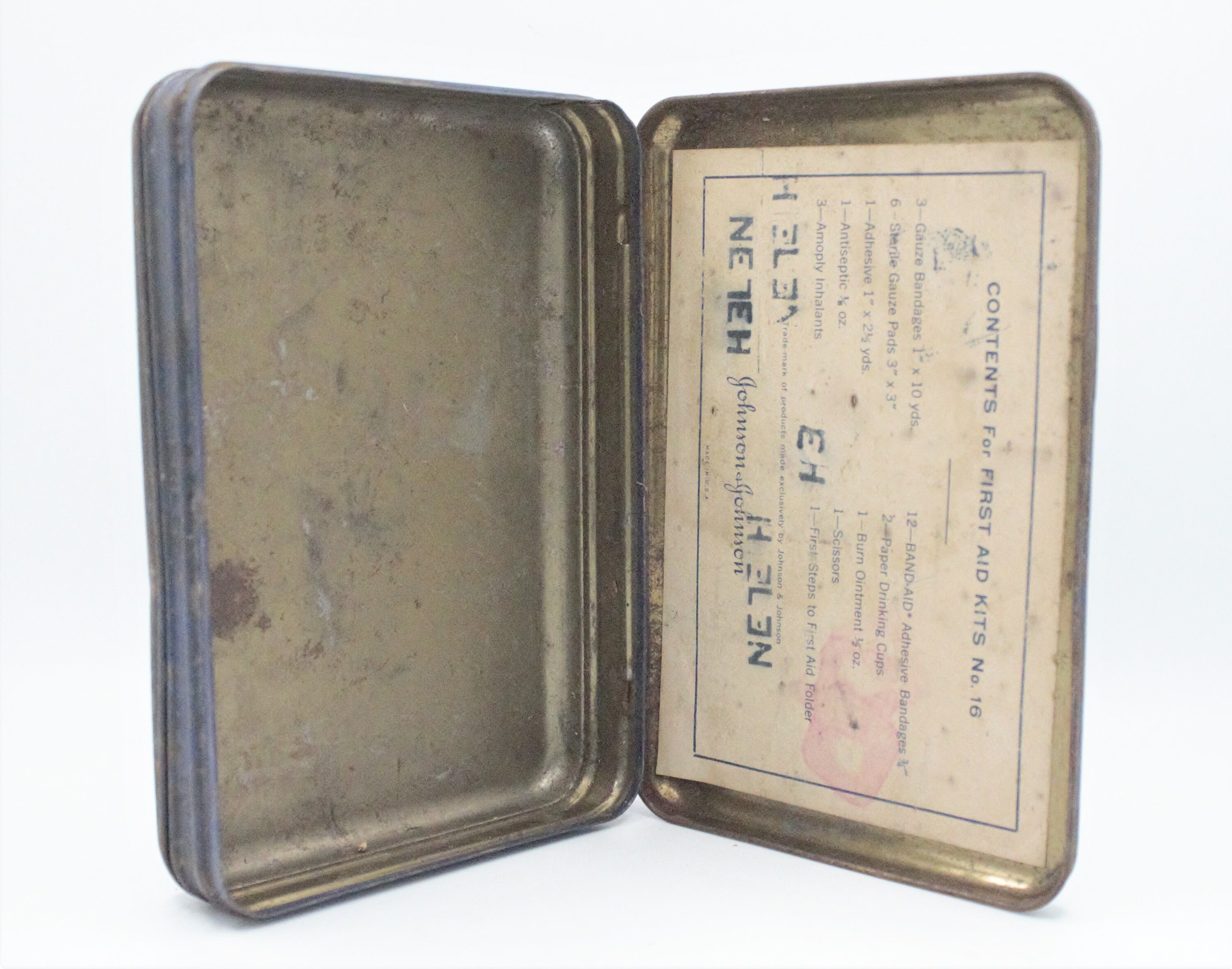Vintage First Aid Kit Metal Box Johnson & Johnson Kit No.16 Supply