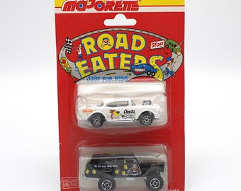 Vintage Road Eaters Chester Cheetah Fritos Chee-tos die cast metal miniature hot rod 1957 Chevrolet monster truck Jeep Cherokee Majorette