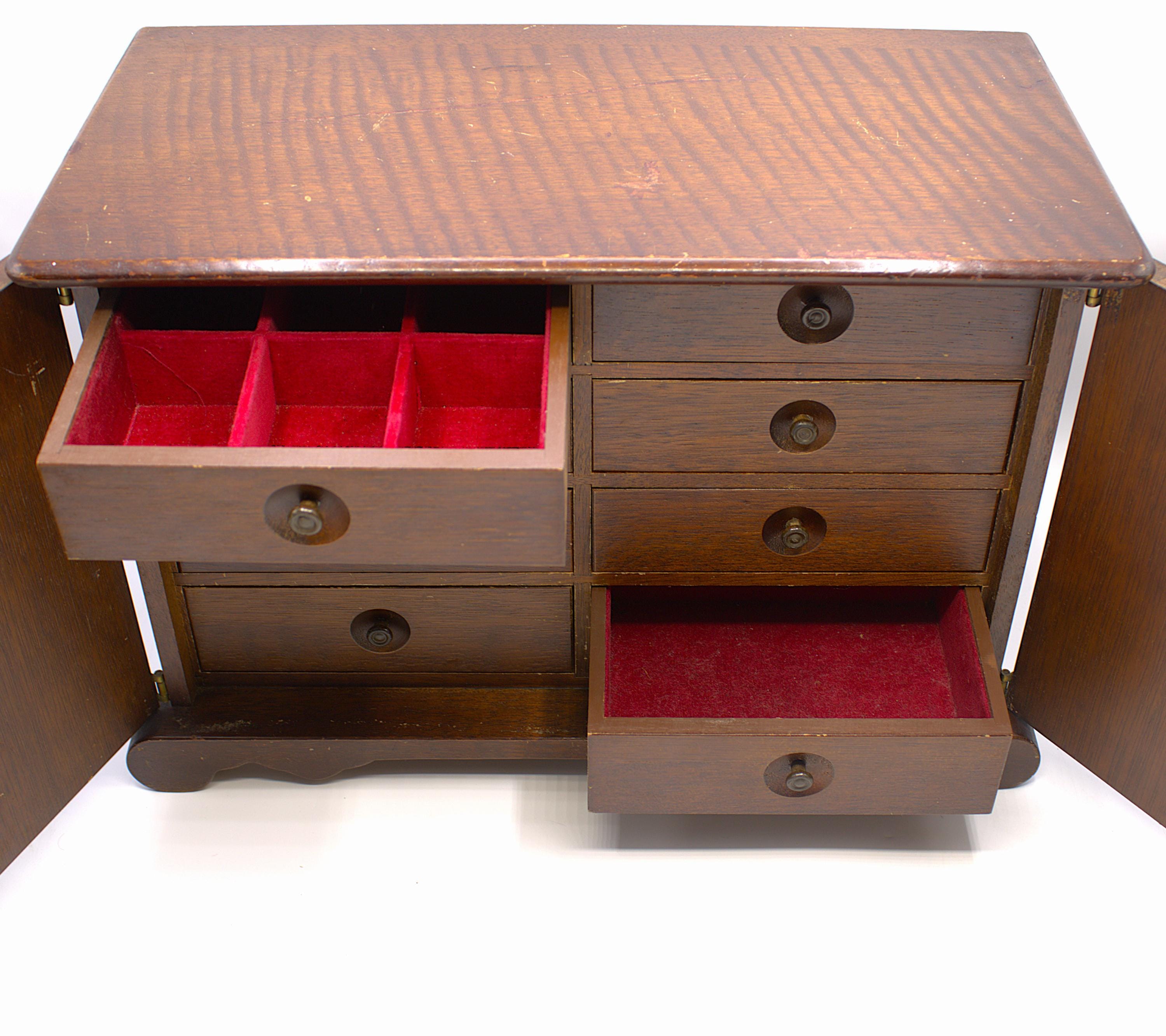 Vintage Jewelry Cabinet Music Box Brass Hardware Bolt Latch