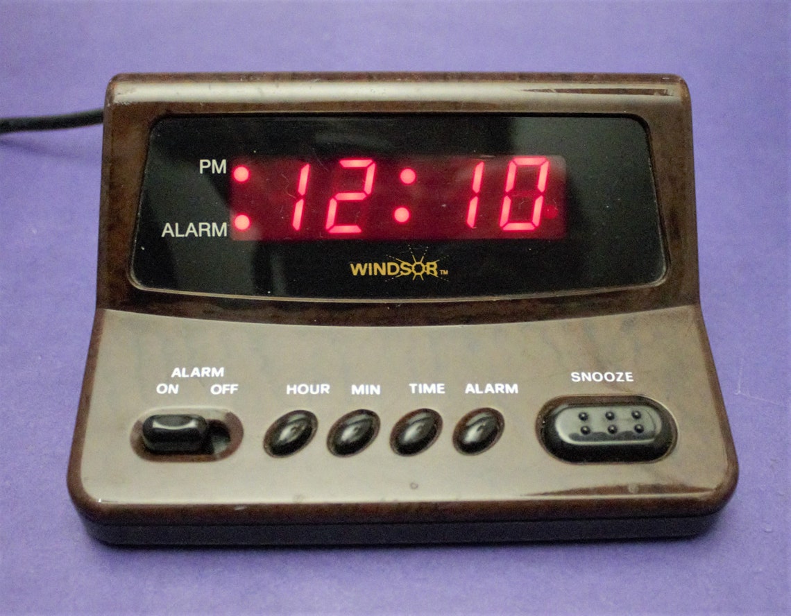 Vintage Digital Alarm Clock Simulated Burled Walnut Woodgrain Etsy