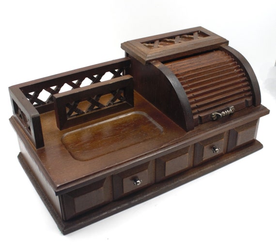 Vintage jewelry box desktop drawer organizer stan… - image 3