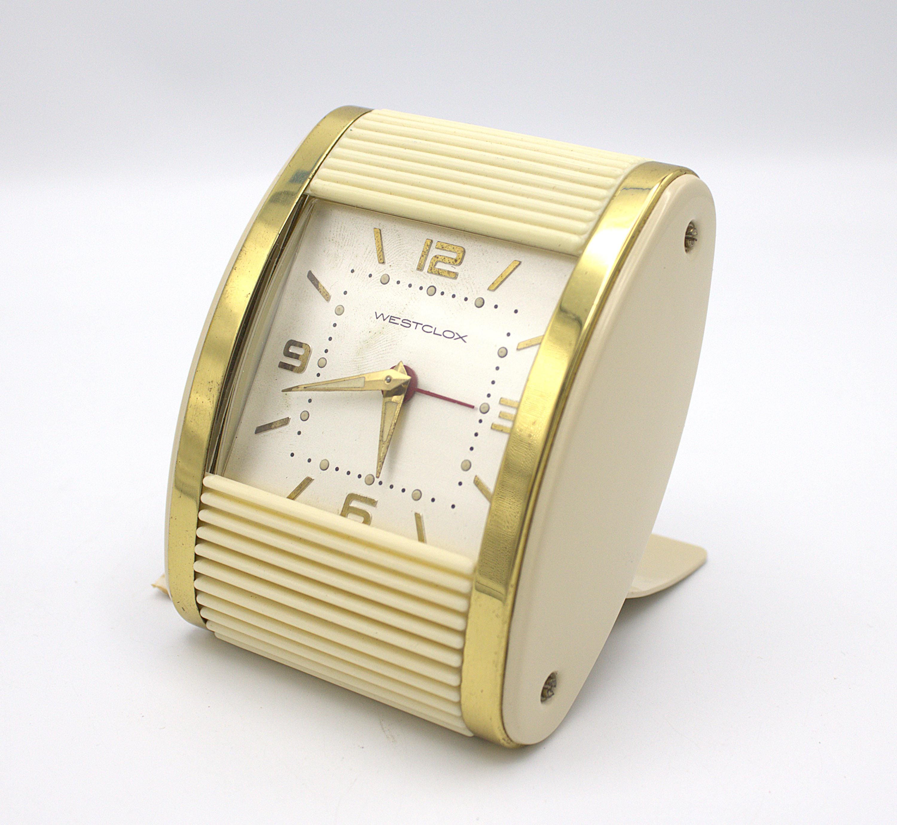 Vintage Westclox Mid-century Travel Alarm Clock Art Deco