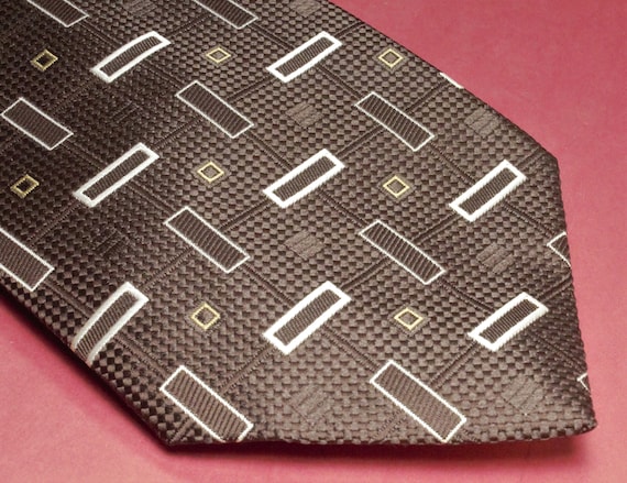 Vintage tie Montgomery Ward wide 1970s mod brown … - image 1