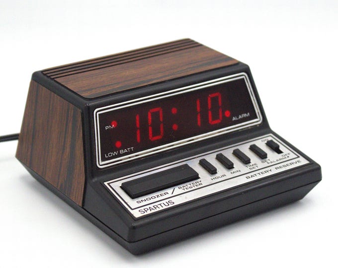 Vintage 1970s-80s Digital Alarm Clock Electronic Red LED Time Display ...