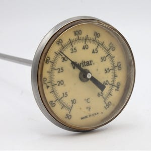 Vintage Vivitar temperature gauge round needle 2" dial dark room chemical bath photography developing lab equipment USA