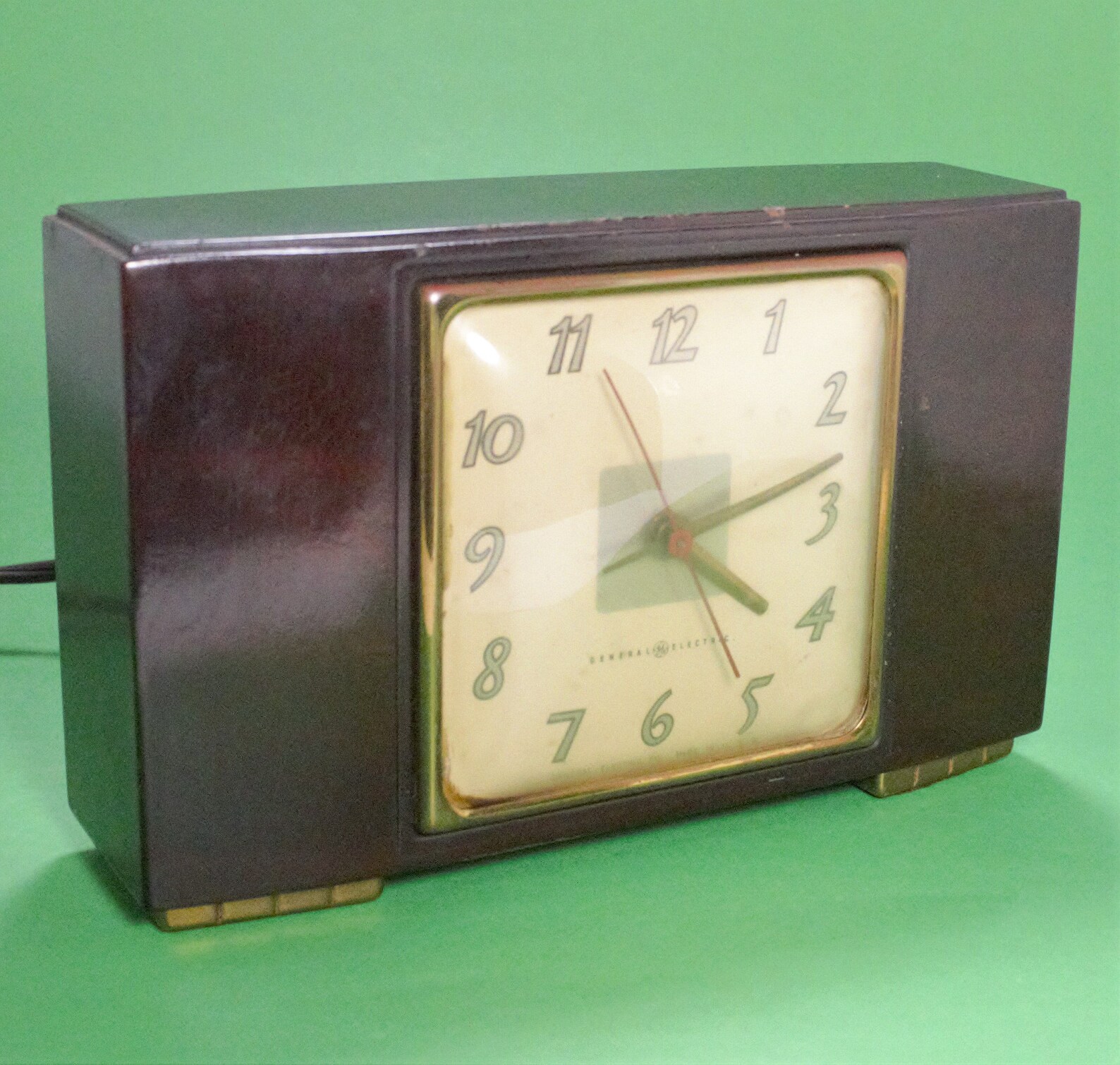 Vintage General Electric Art Deco Clock Dark Mahogany Case Etsy