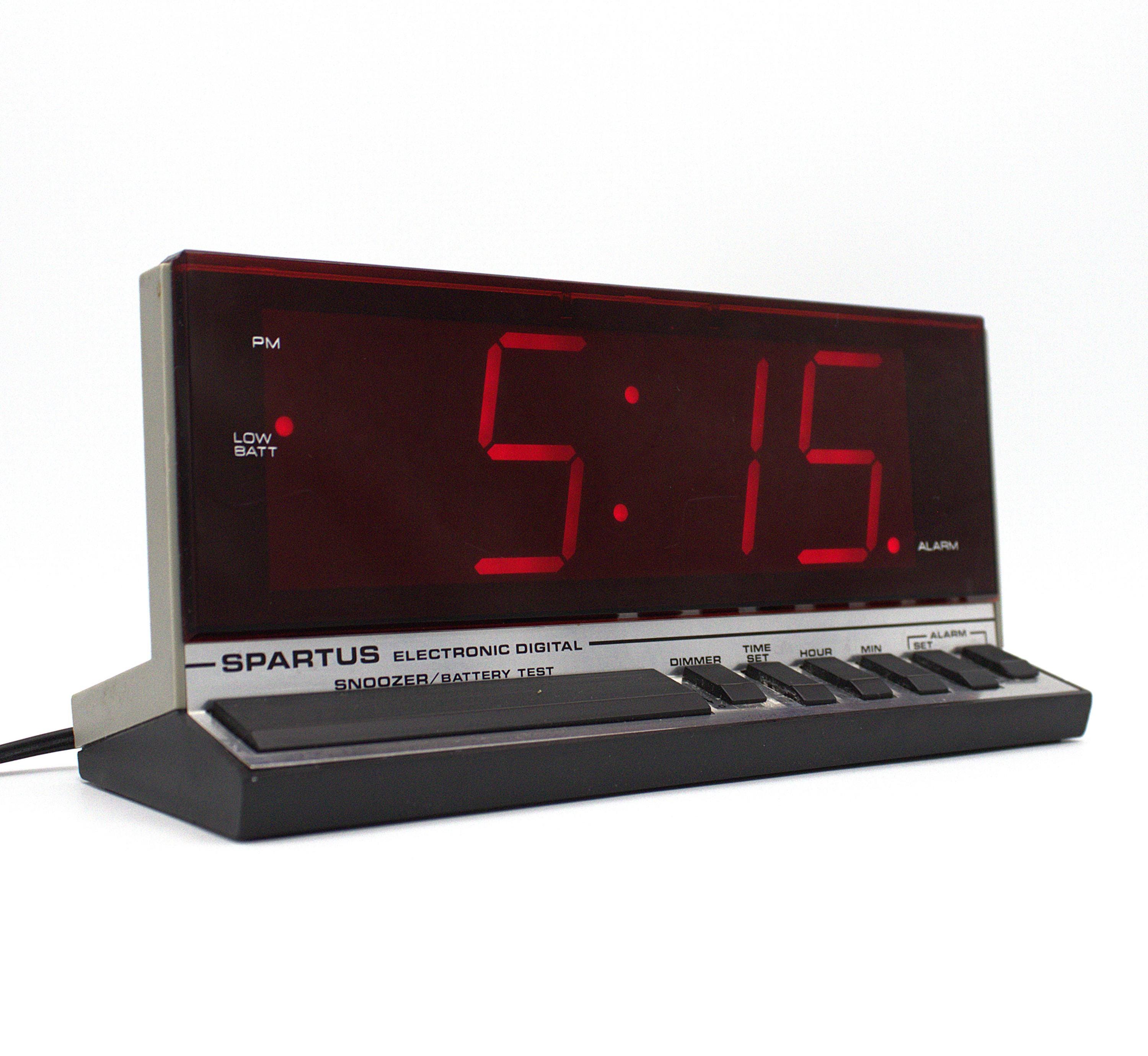 Vintage 1980s Spartus Digital Alarm Clock Large Red LED Lighted